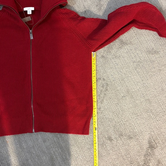 J. Jill Deep Red Zip Up Knit Sweater - Picture 9 of 9
